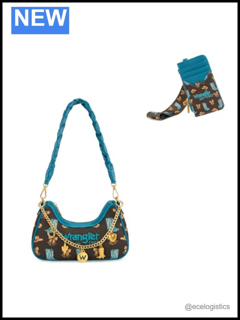 Western Y2K Canvas Crescent Shoulder Bag with Wristlet Card Wallet